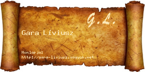 Gara Líviusz névjegykártya